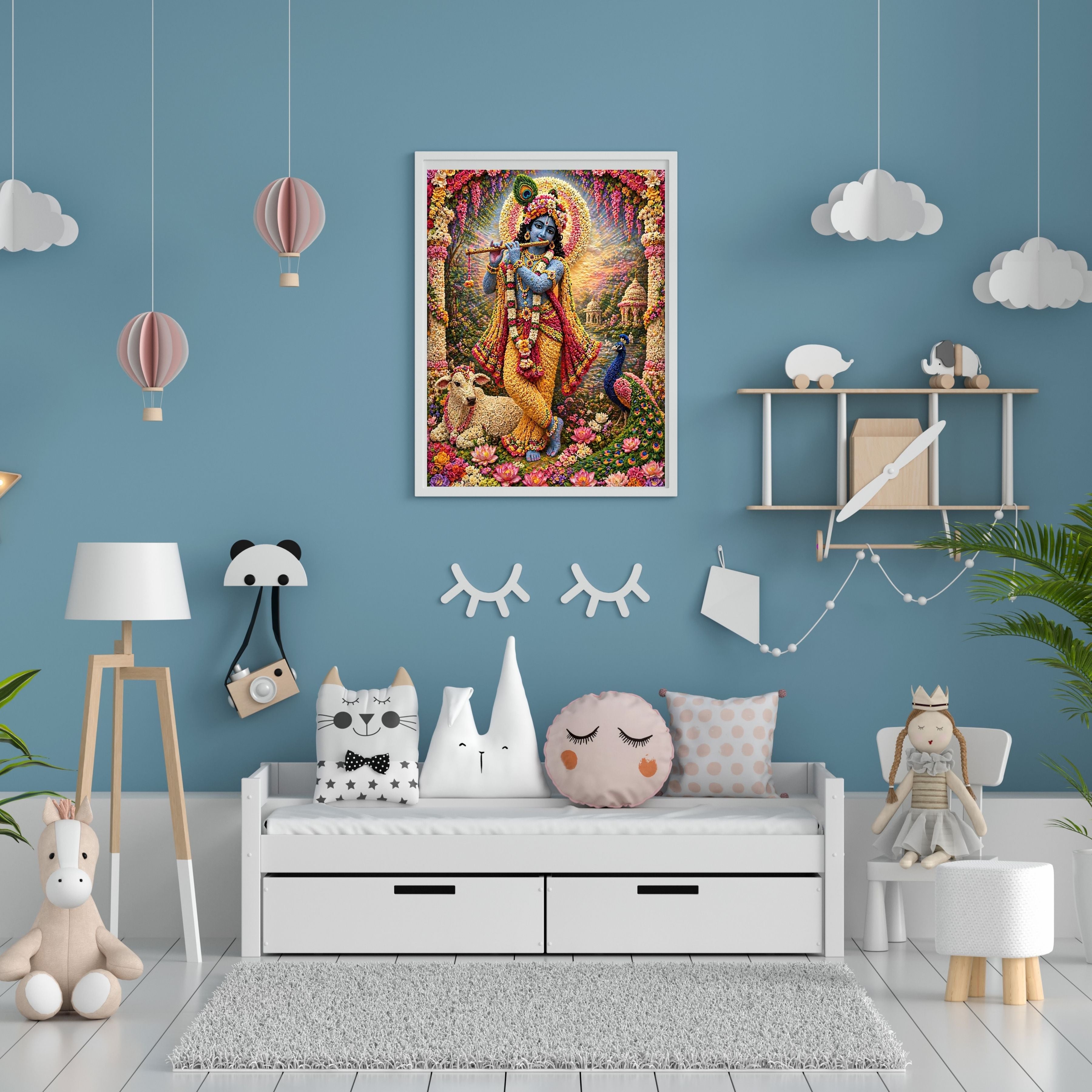 Lord Krishna Wall Art Printable, Krishna Digital Download, Hindu Wall Decor, Spiritual Home Decor, Pooja Room Art, Krishna Poster, Temple Artwork|sp77