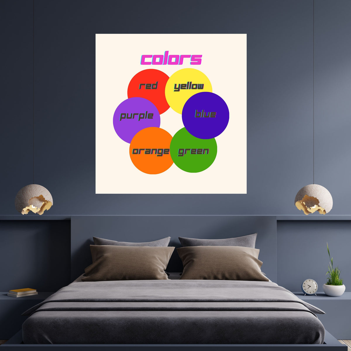 Color Vocabulary Wall Art for Kids, Printable Preschool Poster