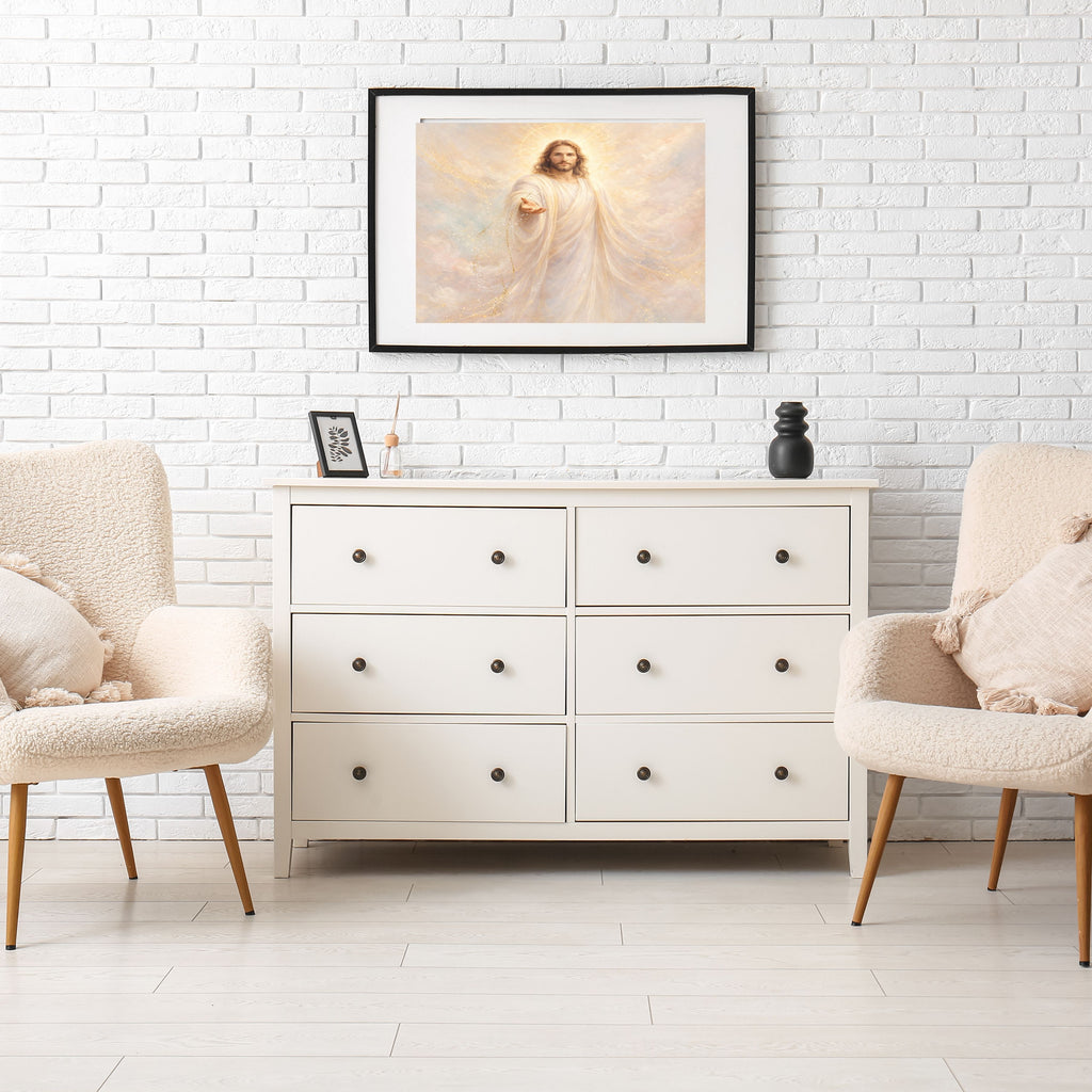 Jesus in White Robes Printable Commercial Use | Celestial Grace Golden Halo Resell License | POD Soft Pastel Heavenly Christ Etsy Seller Bundle