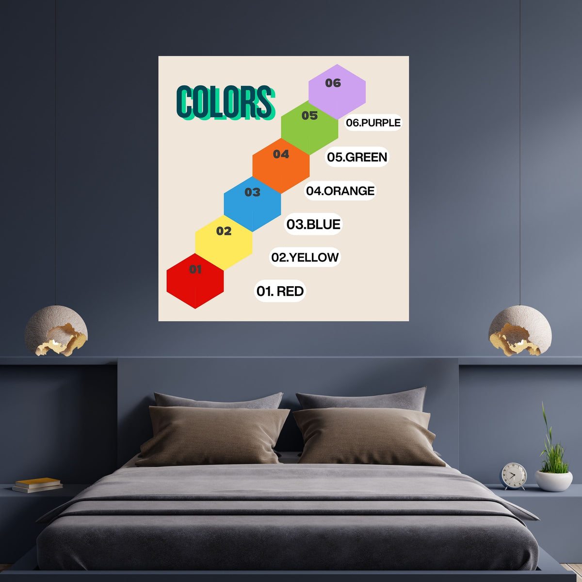Color Learning Printable Art for Kids, Bright Nursery Poster