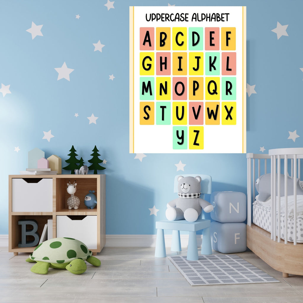 Alphabet Wall Art Printable, ABC Learning Poster, Kids Educational Decor, Nursery Wall Art, Preschool Classroom Print, Homeschool Decor, Digital Download|ke1-11