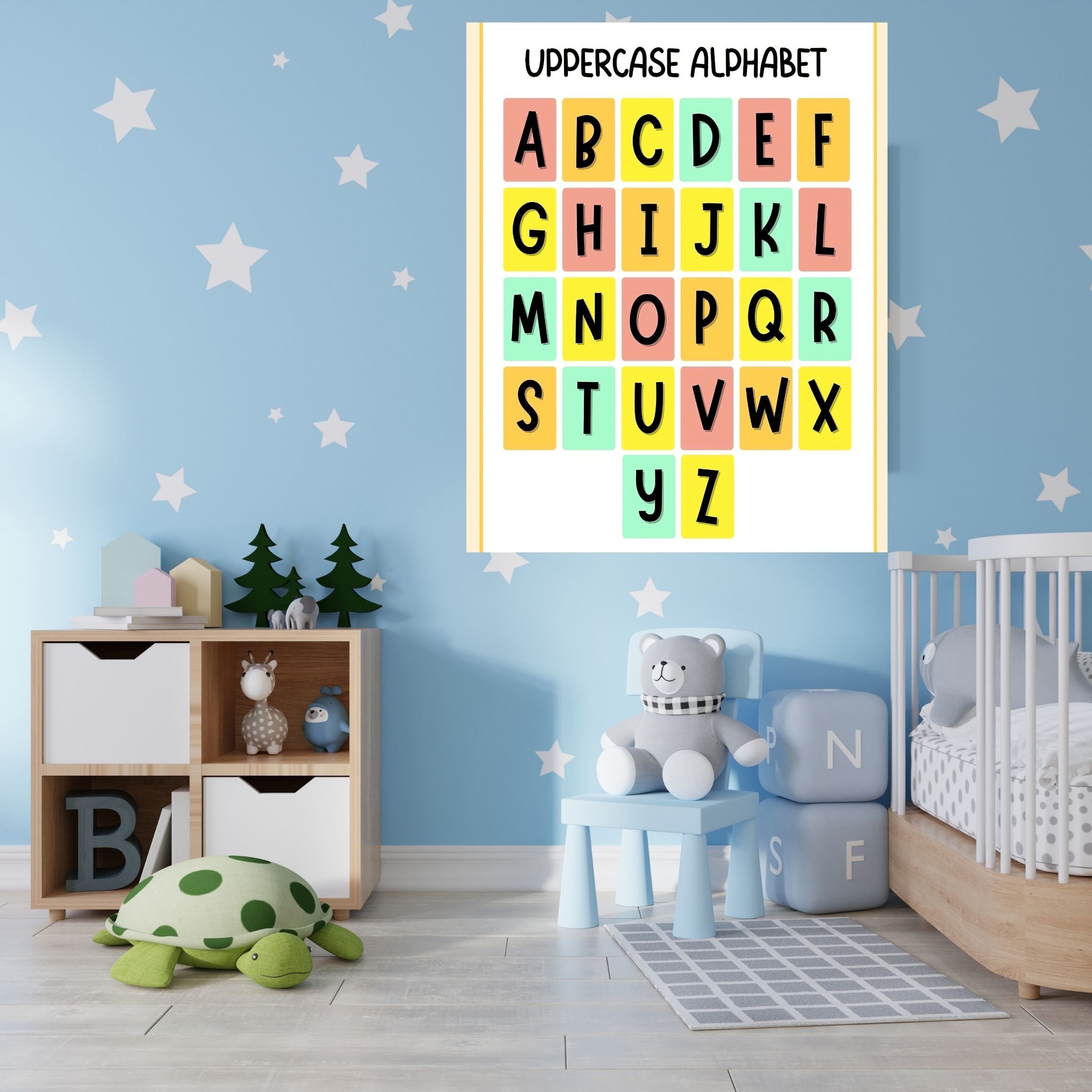 Alphabet Wall Art Printable, ABC Learning Poster, Kids Educational Decor, Nursery Wall Art, Preschool Classroom Print, Homeschool Decor, Digital Download|ke1-11