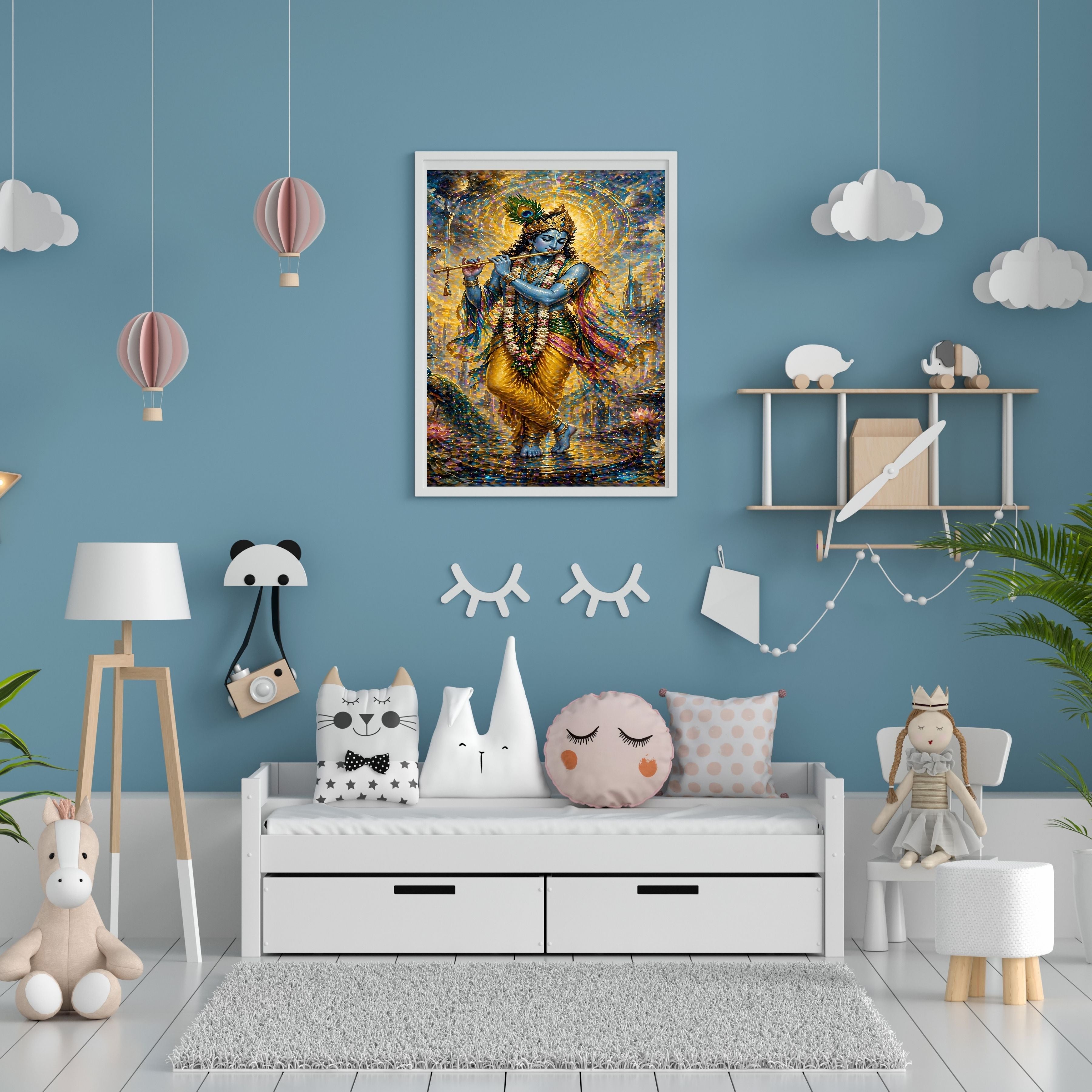 Lord Krishna Wall Art Printable, Krishna Digital Download, Hindu Wall Decor, Spiritual Home Decor, Pooja Room Art, Krishna Poster, Temple Artwork|sp69