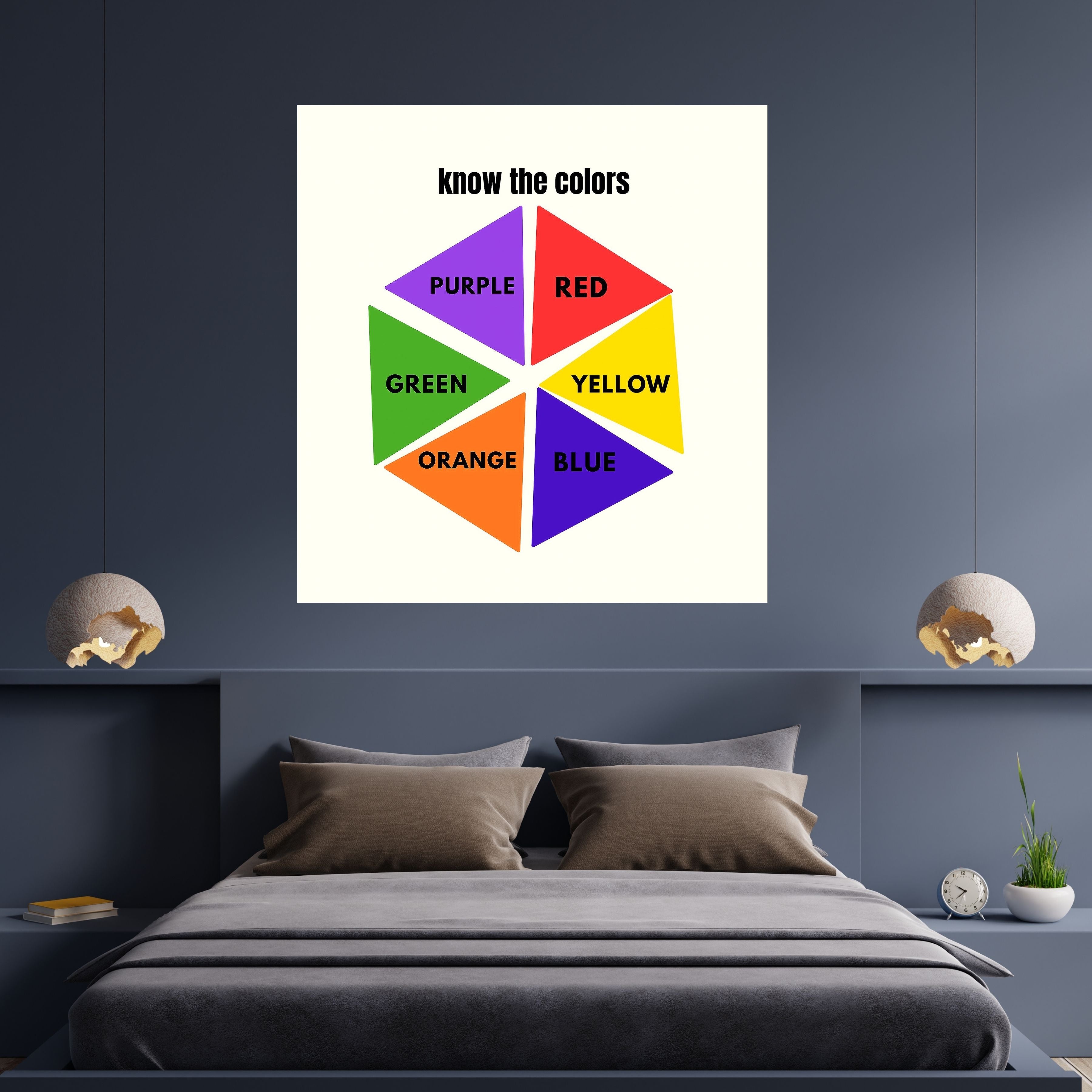 Learn Colors Wall Art for Kids | Educational Nursery Decor | Preschool Color Recognition Poster | Kids Printable Learning Art|ke3-1