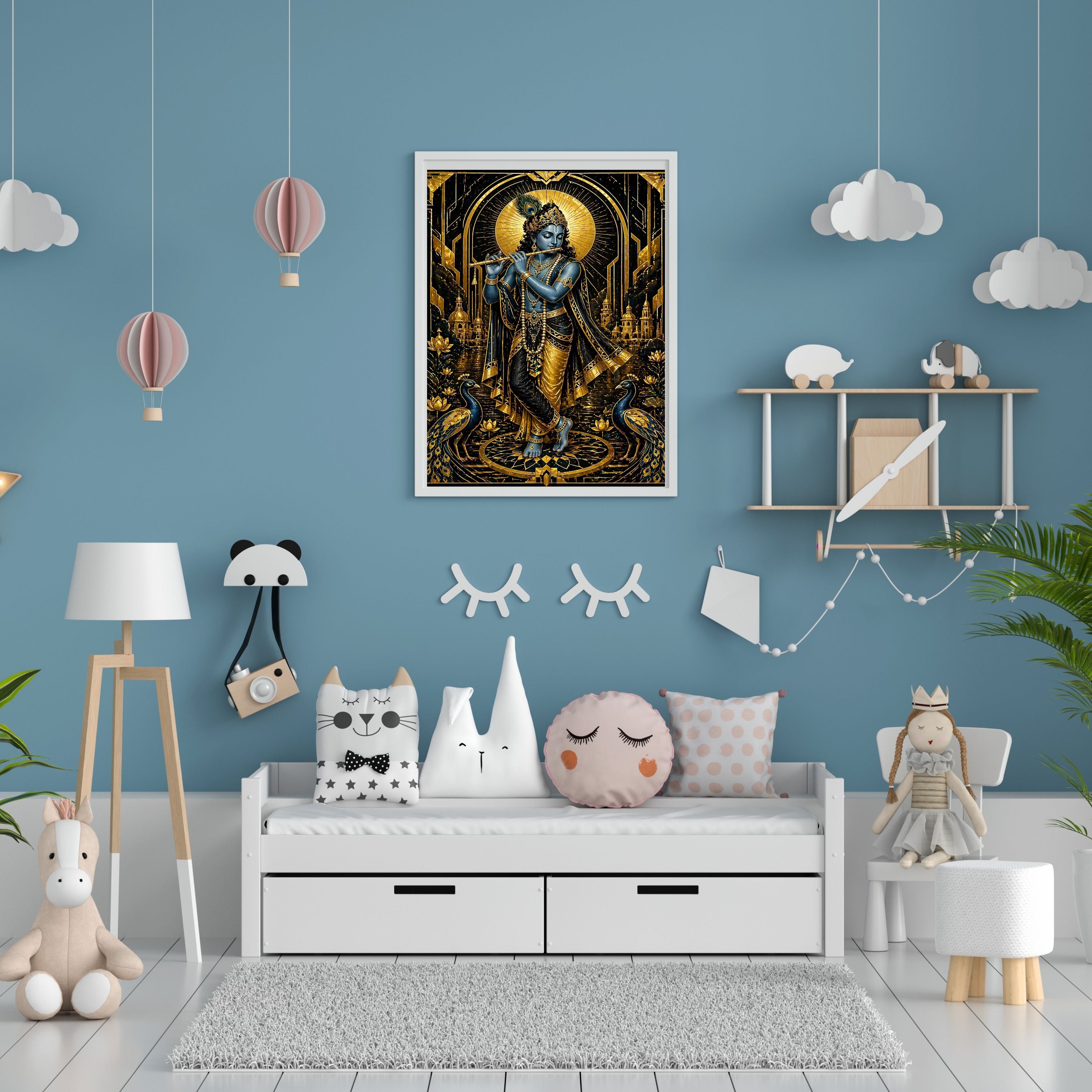 Lord Krishna Wall Art Printable, Krishna Digital Download, Hindu Wall Decor, Spiritual Home Decor, Pooja Room Art, Krishna Poster, Temple Artwork|sp61