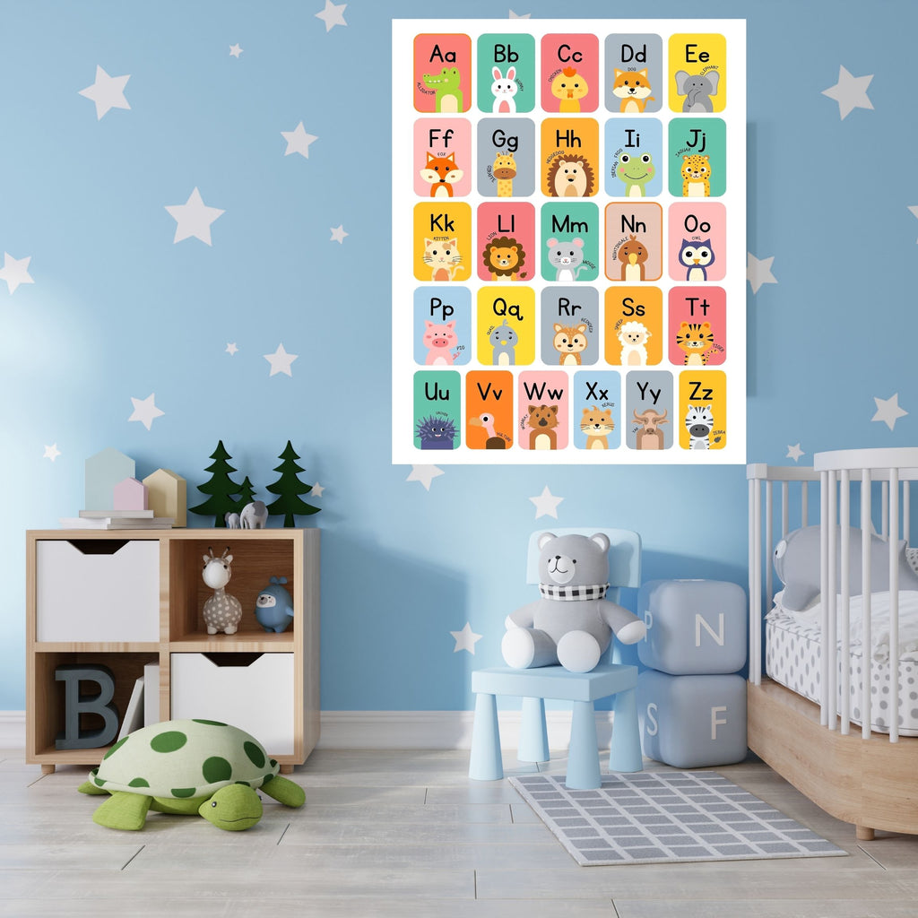 Alphabet Wall Art Printable, ABC Learning Poster, Kids Educational Decor, Nursery Wall Art, Preschool Classroom Print, Homeschool Decor, Digital Download|ke1-15