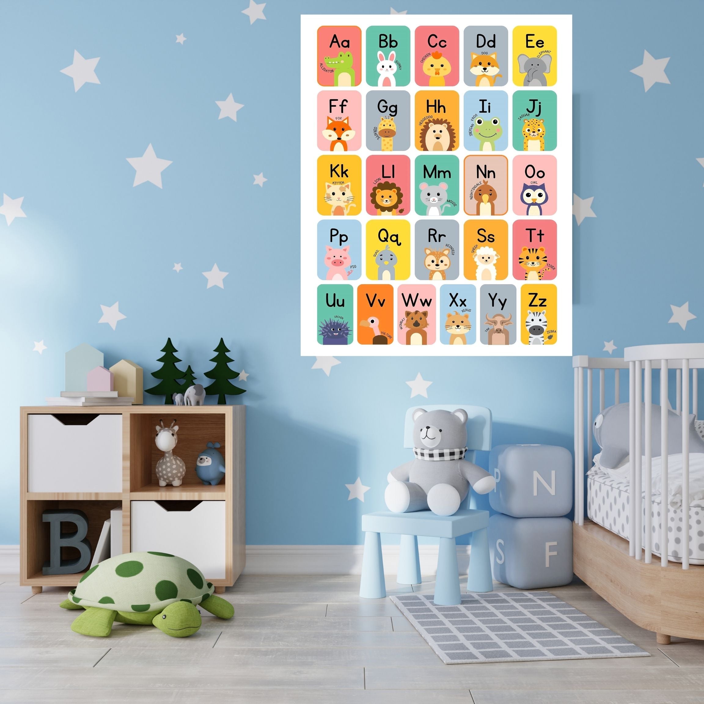 Alphabet Wall Art Printable, ABC Learning Poster, Kids Educational Decor, Nursery Wall Art, Preschool Classroom Print, Homeschool Decor, Digital Download|ke1-15