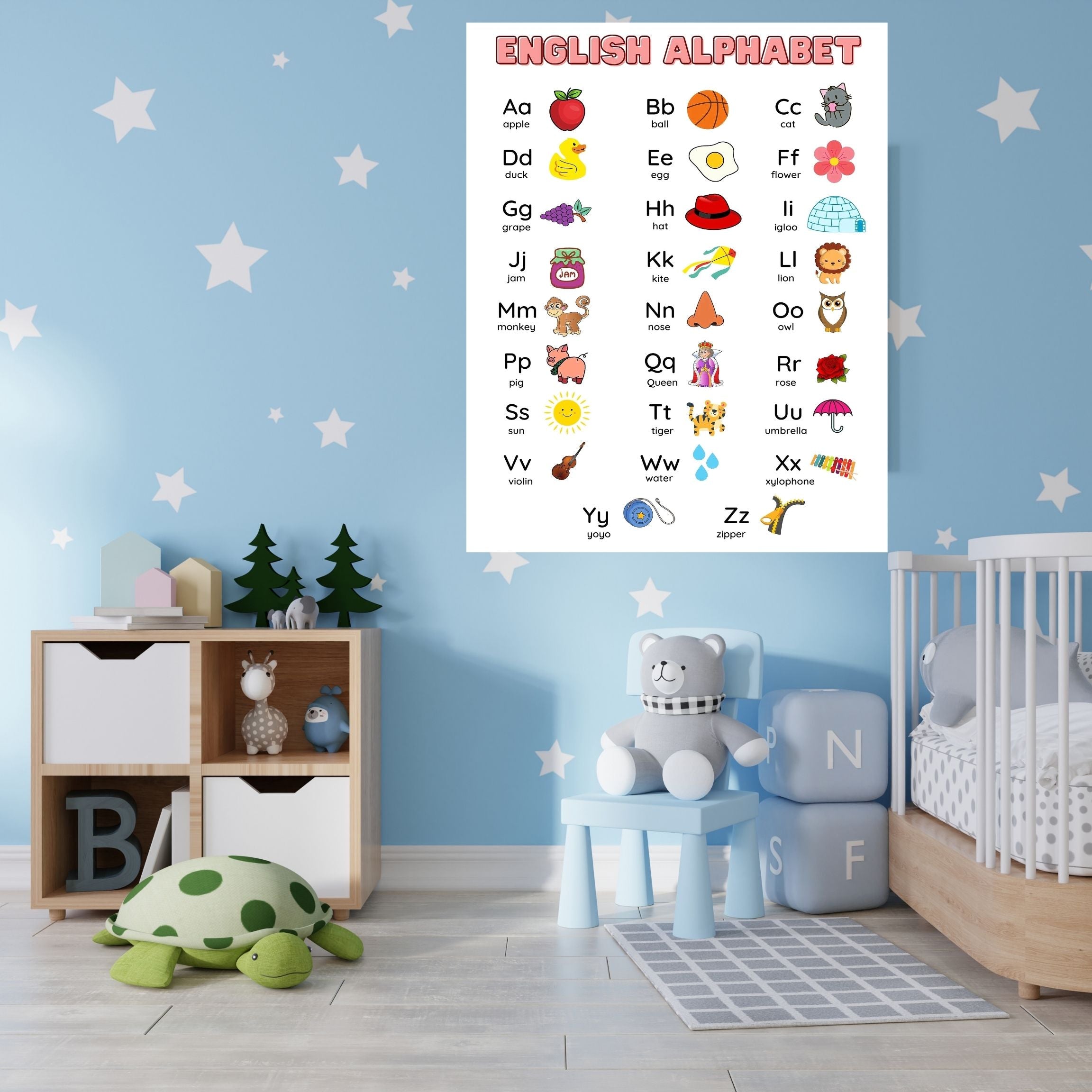 Alphabet Wall Art Printable, ABC Learning Poster, Kids Educational Decor, Nursery Wall Art, Preschool Classroom Print, Homeschool Decor, Digital Download|ke1-2