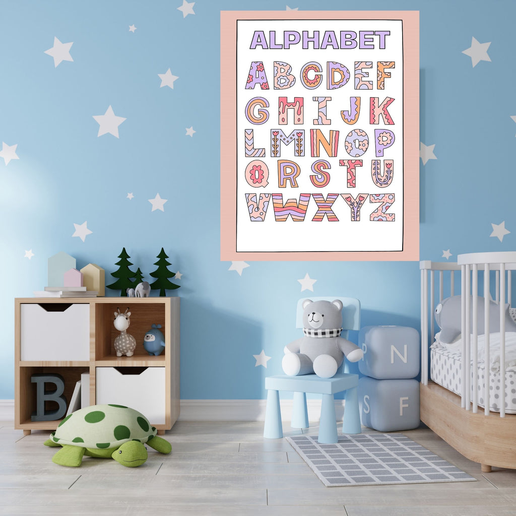 Alphabet Wall Art Printable, ABC Learning Poster, Kids Educational Decor, Nursery Wall Art, Preschool Classroom Print, Homeschool Decor, Digital Download|ke1-9