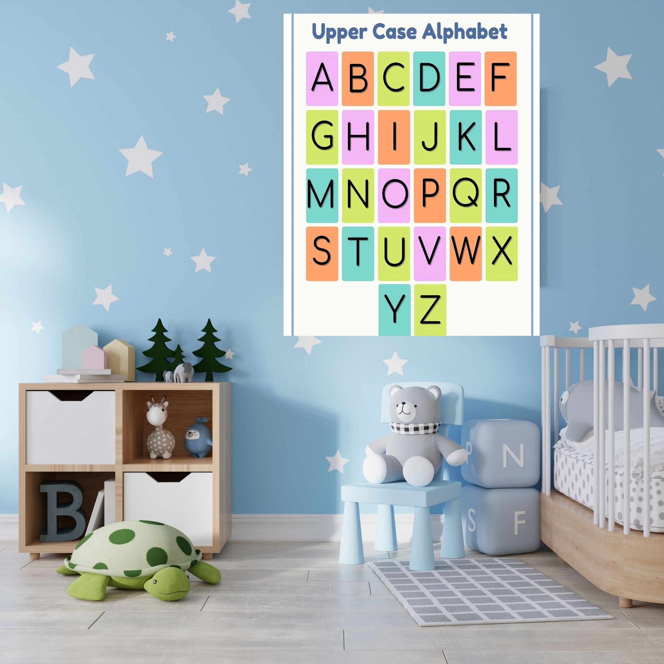 Alphabet Wall Art Printable, ABC Learning Poster, Kids Educational Decor, Nursery Wall Art, Preschool Classroom Print, Homeschool Decor, Digital Download|ke1-6