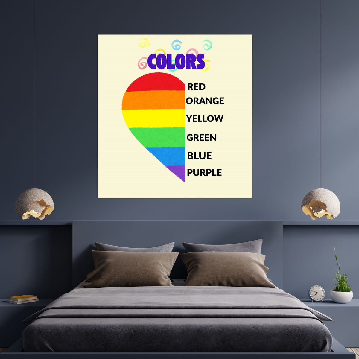 Kids Color Learning Poster, Printable Preschool Wall Art