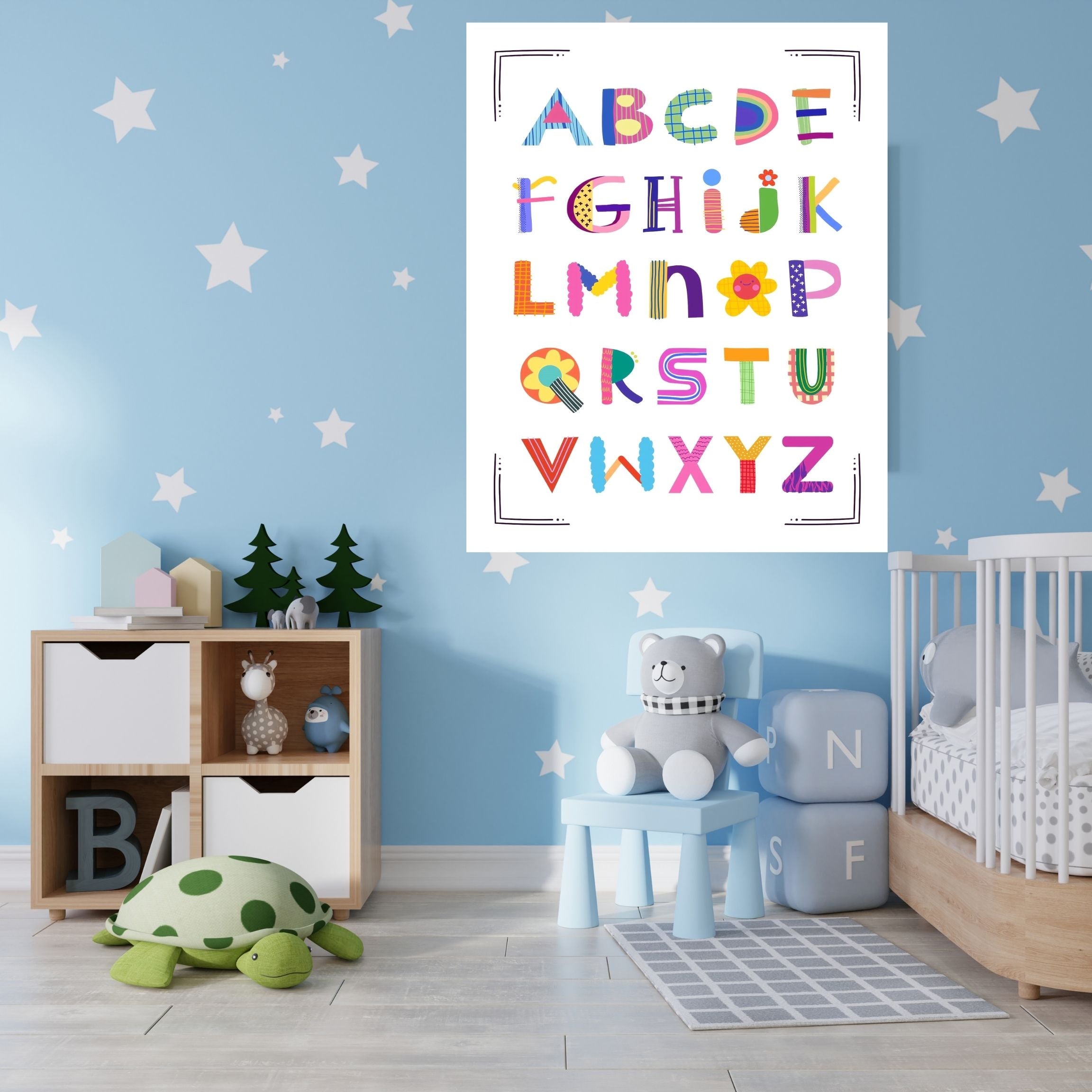 Alphabet Wall Art Printable, ABC Learning Poster, Kids Educational Decor, Nursery Wall Art, Preschool Classroom Print, Homeschool Decor, Digital Download|ke1-5