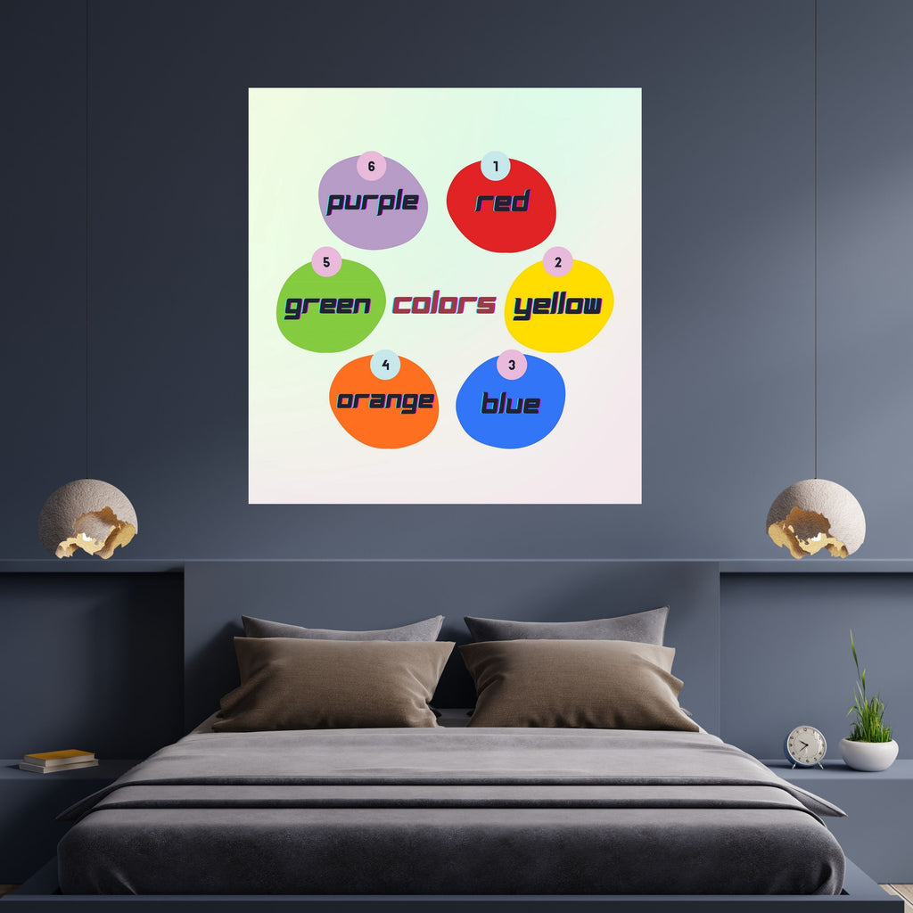 Preschool Color Learning Wall Art for Kids, Printable Poster