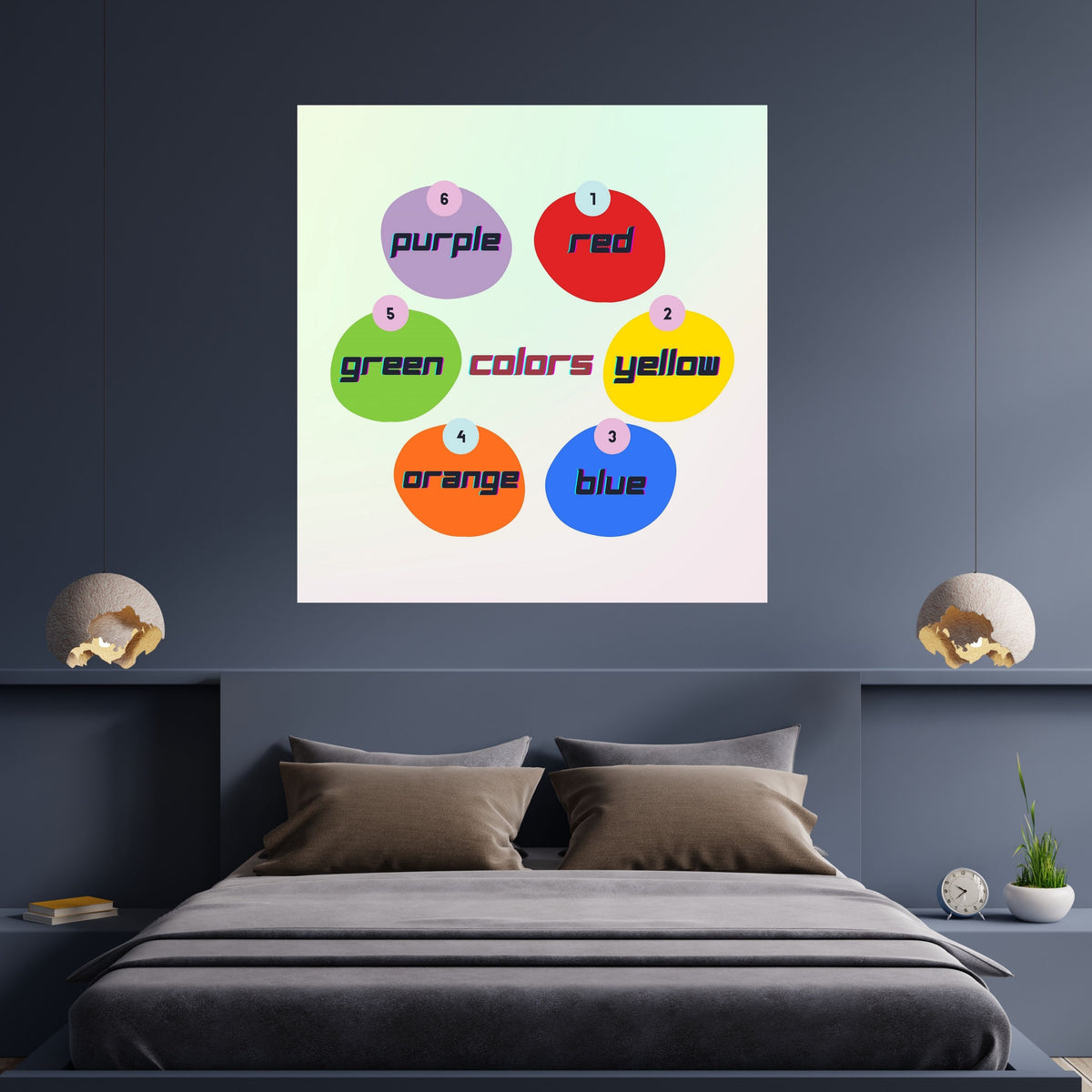 Preschool Color Learning Wall Art for Kids, Printable Poster