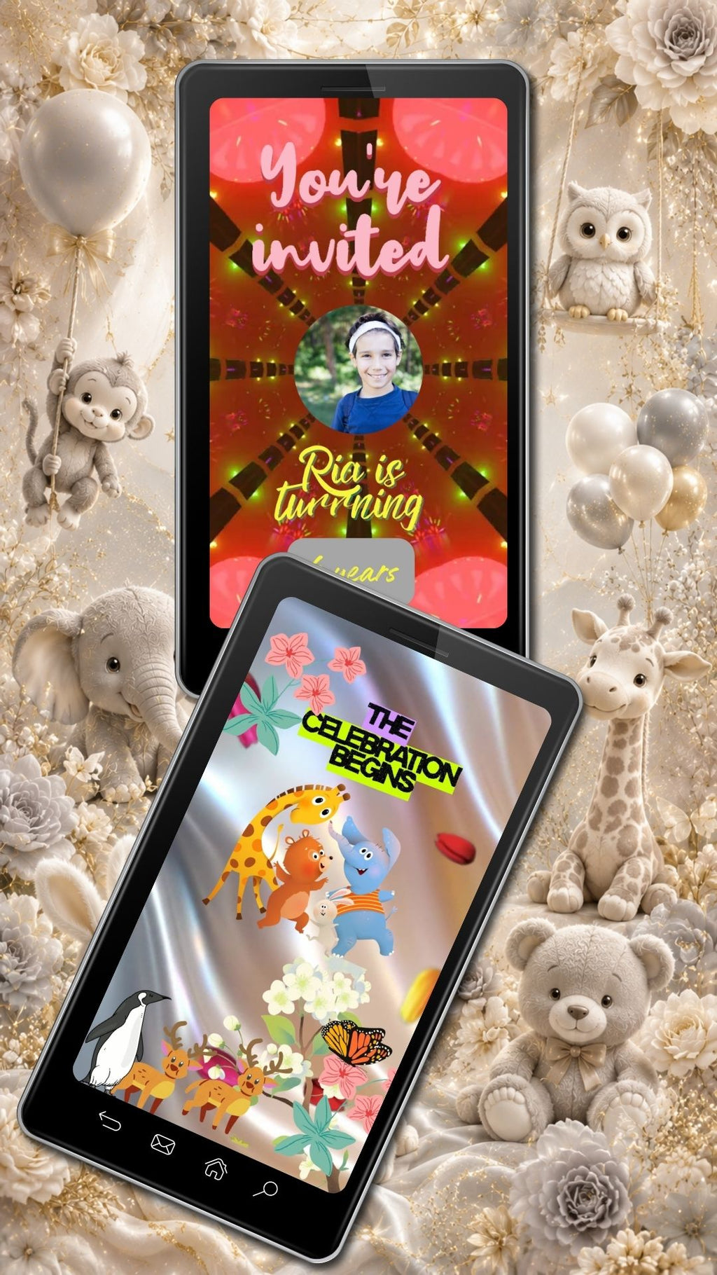 Animal Birthday Video Invitation | Editable Canva Template | Kids Party Invite | Instant Download