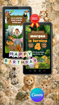 Jungle Safari Birthday Invitation Video | Canva Template | Commercial License | Wild Animal Party Invite
