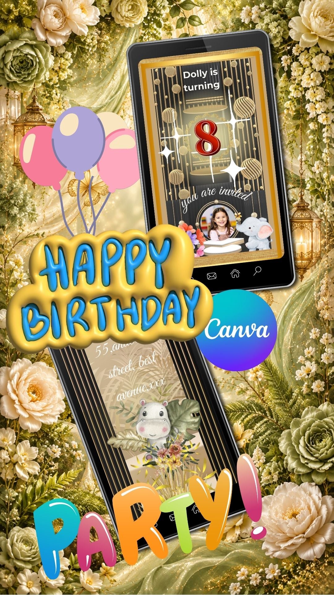 Nature Theme Birthday Invitation Video | Woodland Kids Party Invite | Editable Canva Template | Instant Download