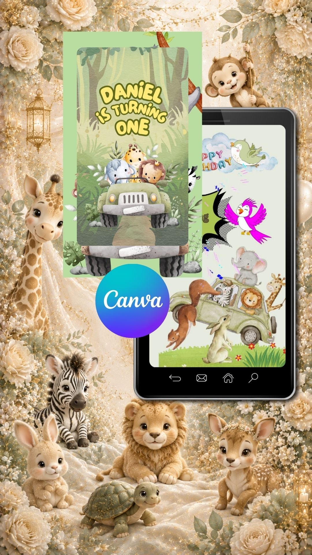 Zoo Animal Birthday Invitation Video | Editable Canva Template | Exotic Kids Party Invite | Instant Download