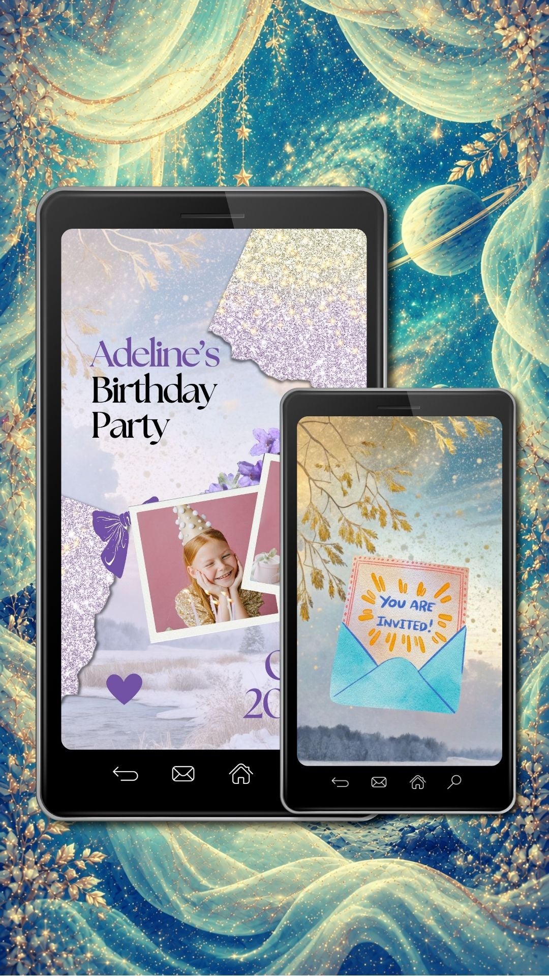 Crystal Gemstone Birthday Invitation Video | Editable Canva Template | Glittering Nature Kids Party Invite | Instant Download