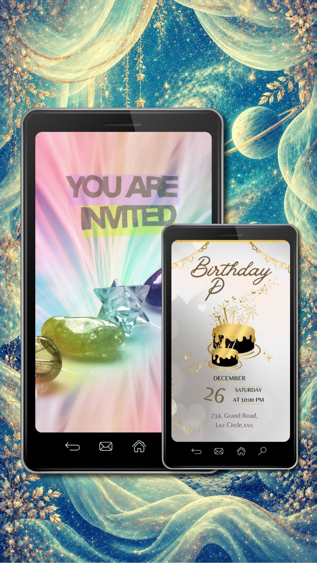 Rainbow Crystal Birthday Invitation Video | Editable Canva Template | Gemstone Prism Kids Party Invite | Instant Download