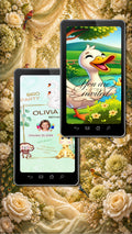 Cartoon Duck Birthday Invitation Video | Editable Canva Template | Swan Bird Party Kids Invite | Instant Download