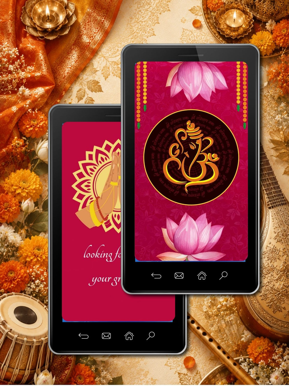 Hindu Wedding Invitation Video Template Canva | Lotus Ganesh Crimson Gold | Haldi Mehndi Sangeet Animated Invite | Personal Use