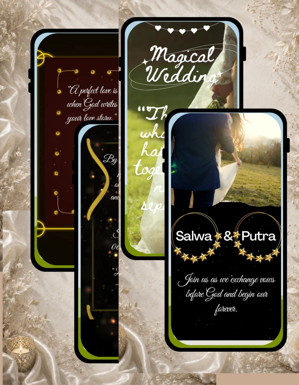 Christian Wedding Invitation Video Template Canva | Magical Wedding Bible Verse | Gold Hourglass Animated Invite | Personal Use