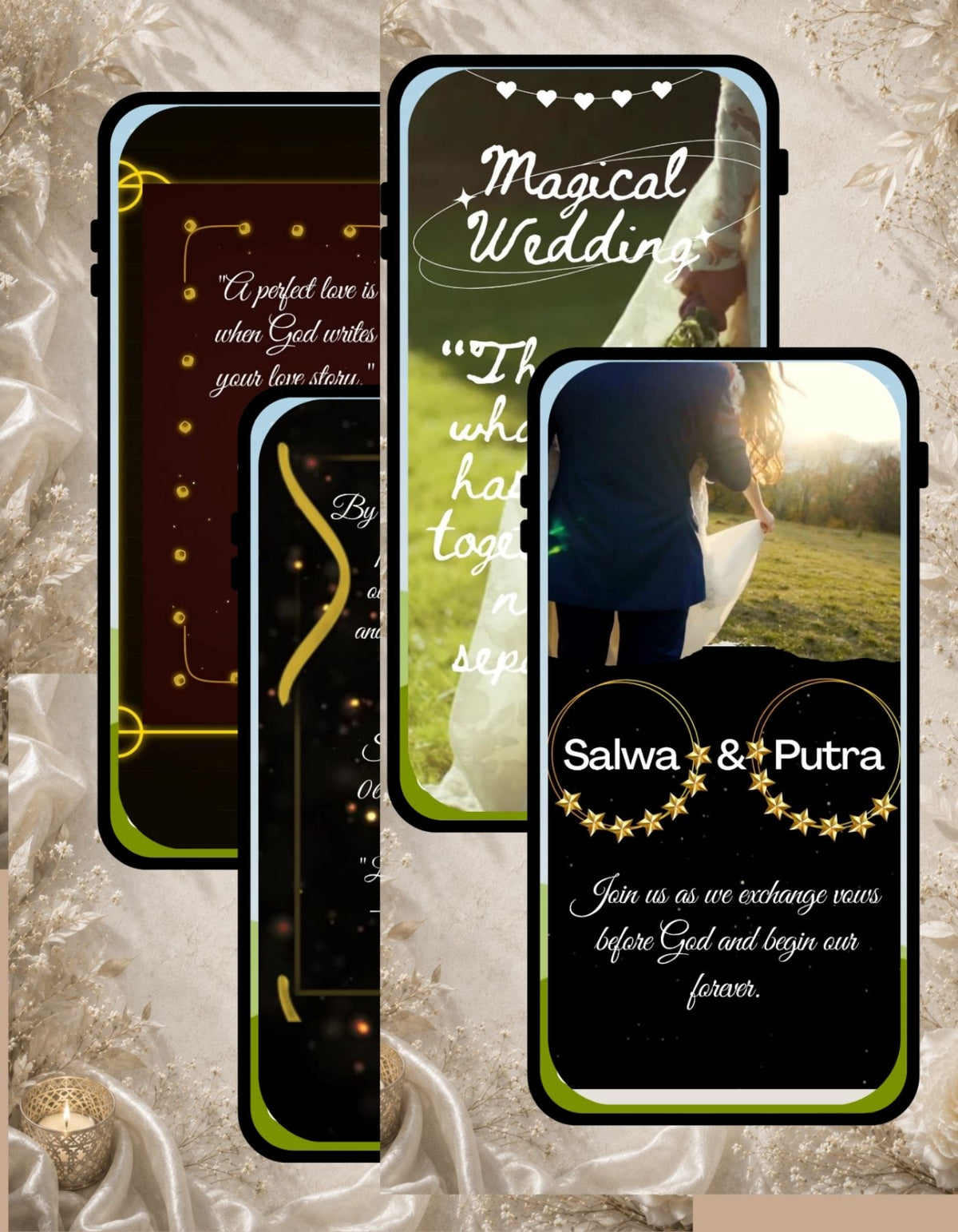 Christian Wedding Invitation Video Template Canva | Magical Wedding Bible Verse | Gold Hourglass Animated Invite | Personal Use