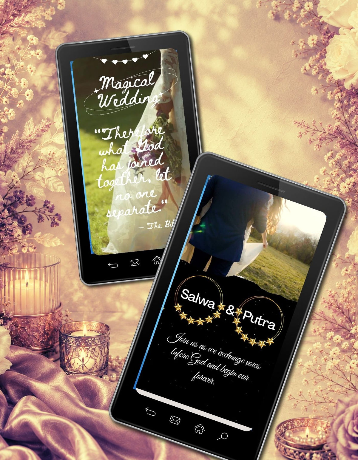 Christian Wedding Invitation Video Template Canva | Magical Wedding Bible Verse | Gold Hourglass Animated Invite | Personal Use