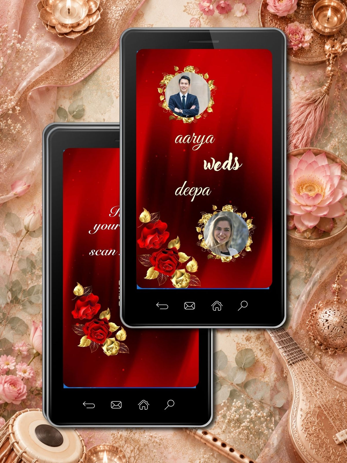 Hindu Wedding Invitation Video Template Canva | Crimson Red Gold Ganesha Lantern | Aarya Weds Deepa Multi-Event Functions | Personal Use