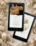 Christian Wedding Invitation Video Template Canva | White Marble Gold Cross Heart Scripture | Antonio Claudia Save the Date Timeline | Personal Use