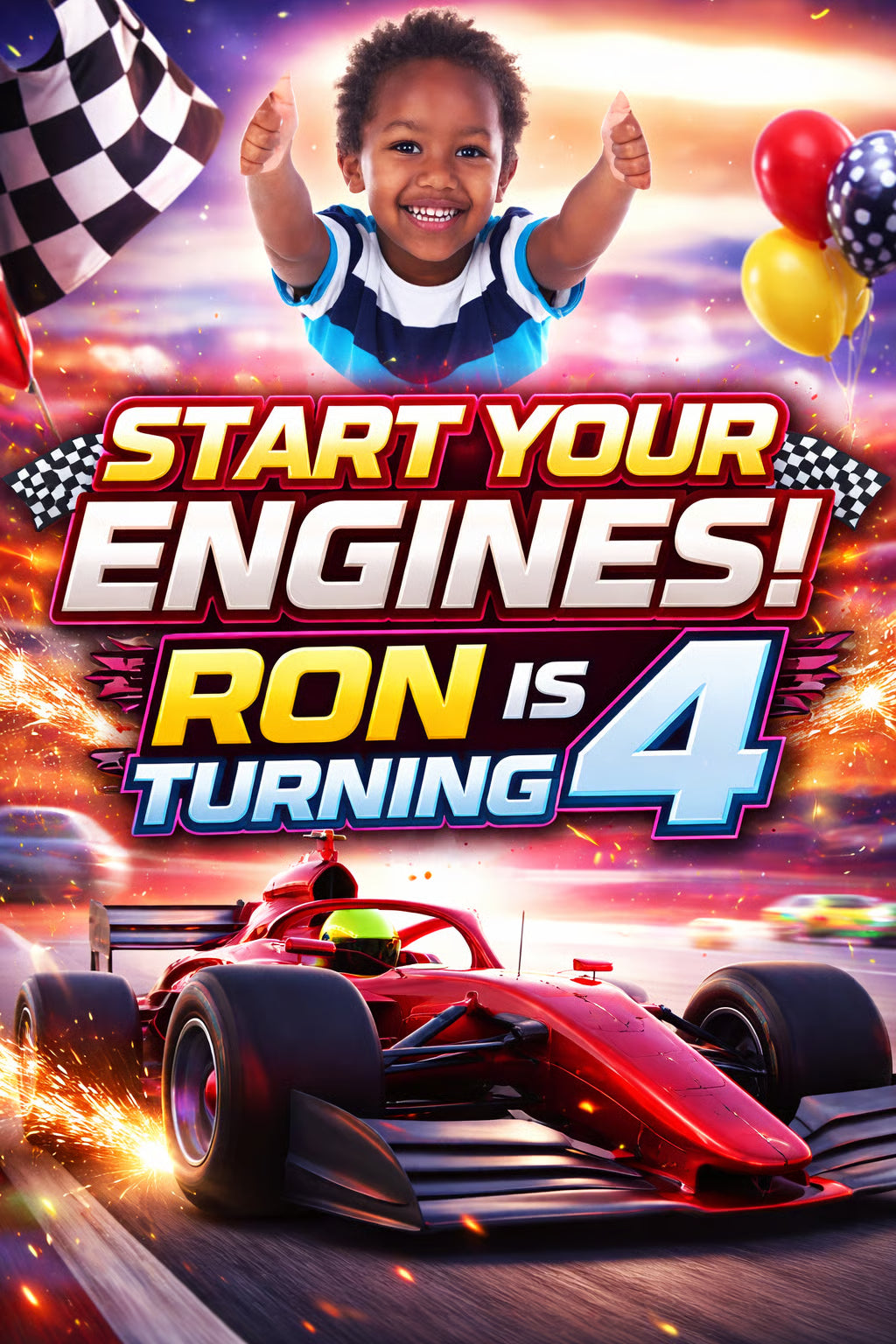 Commercial use-CAR RACING Birthday Video Invitation | Canva pro Template | Kids Race Party Invite | ki53c