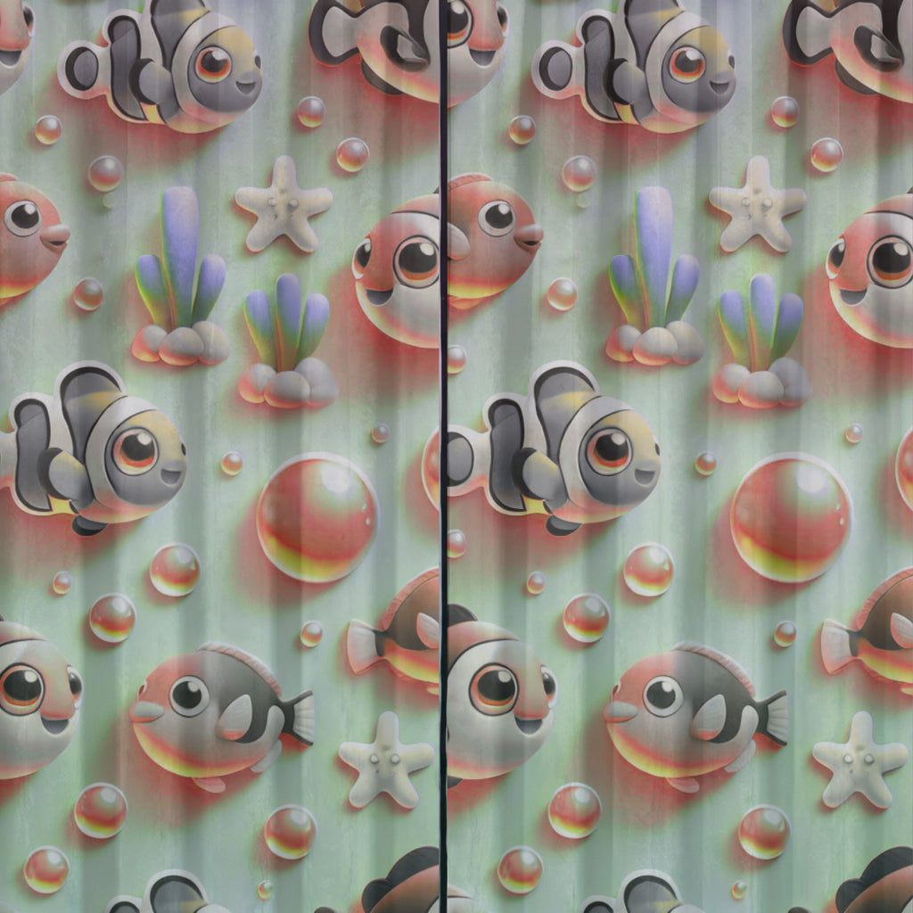 Cute 3D Kawaii Clownfish Ocean Seamless Pattern Bundle 10 Colourways Commercial Use - Kids Digital Paper POD Nursery Products Ocean Kids Room Decor Party Textile