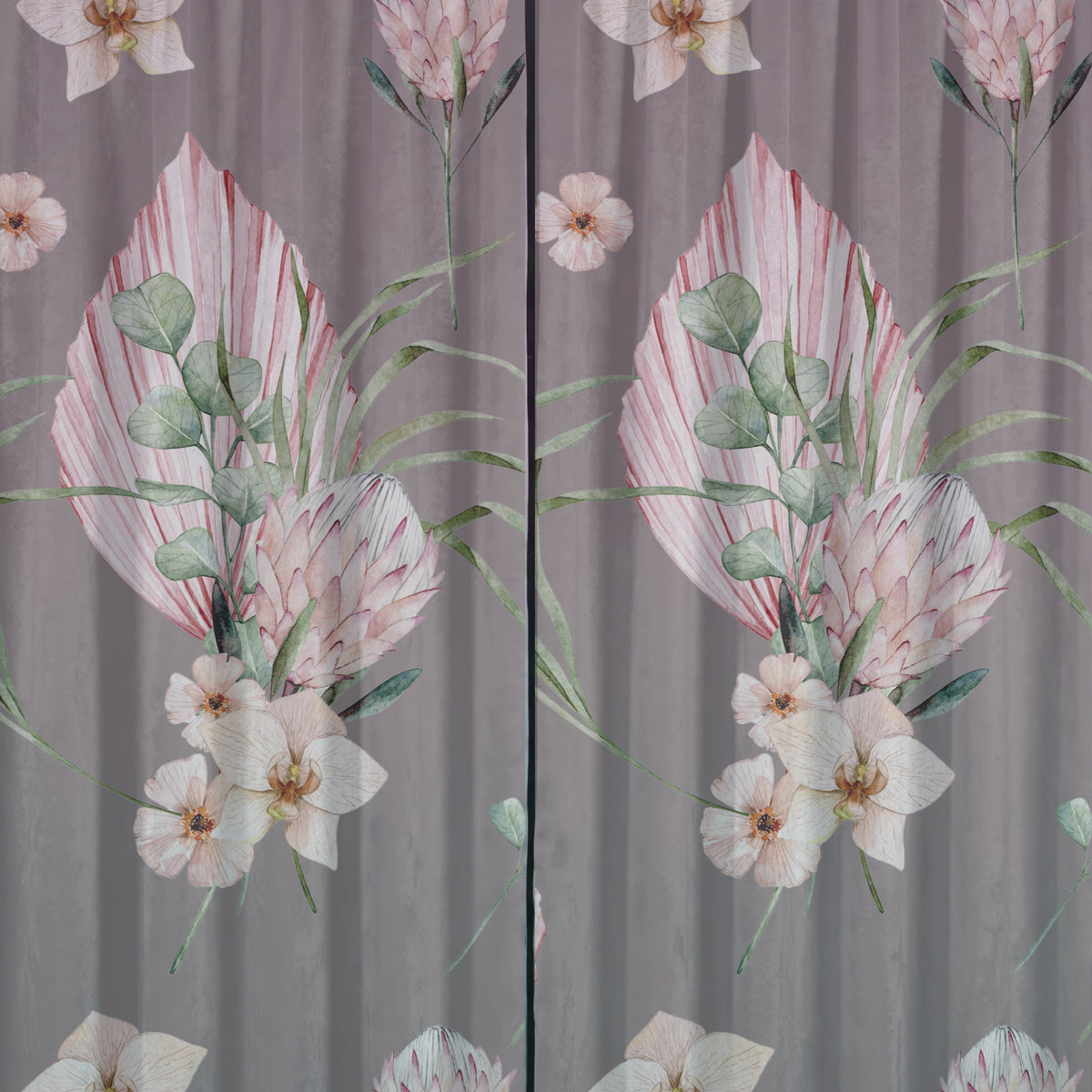 Grey Boho Protea Pampas Eucalyptus Tropical Floral Seamless Pattern Bundle 10 Colourways - Watercolour Digital Paper Blush Protea Orchid Wild Blooms Boho Wedding Bridal Personal Use
