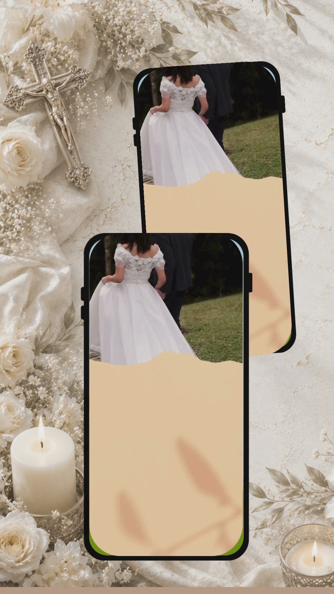 Christian Wedding Invitation Video Template Canva | Peach Watercolour Floral Save the Date | Isabel Weds Jonathan Day of Blessing | Personal Use