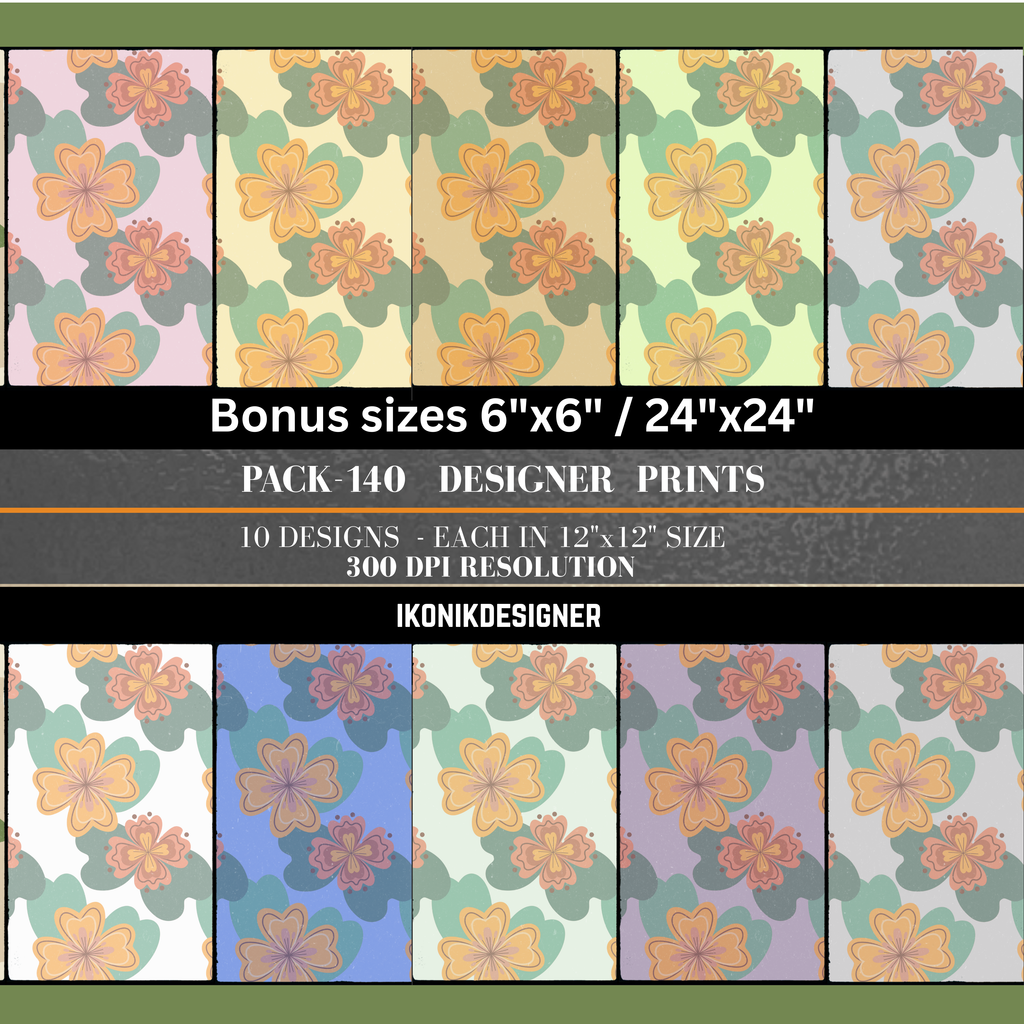Retro Groovy Hibiscus Seamless Pattern Bundle 10 Colourways Commercial Use - 70s Floral Digital Paper POD Etsy Retro Home Products Groovy Merchandise 70s Fabric Printing