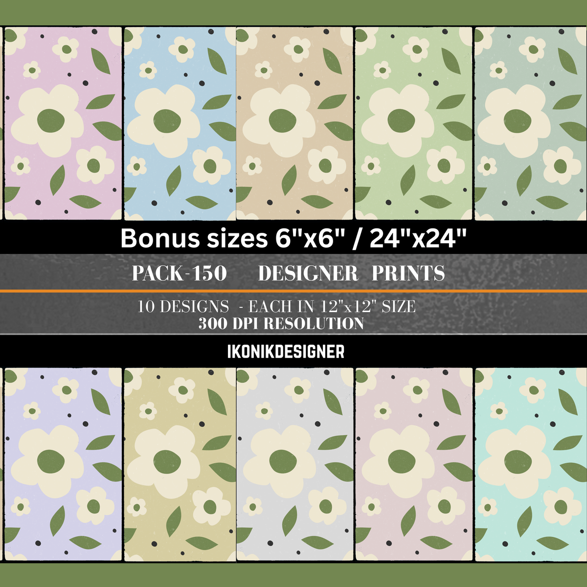 Lilac Retro Daisy Seamless Pattern Bundle 10 Colourways Commercial Use - Floral Digital Paper POD Etsy Retro Home Kids Room Groovy Merchandise Scandi Fabric Printing