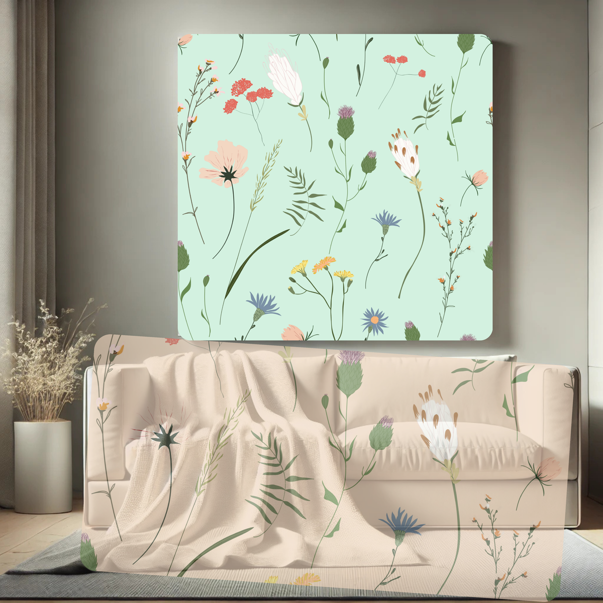 Silver Grey Botanical Wildflower Meadow Seamless Pattern Bundle 10 Colourways Commercial Use - Digital Paper POD Etsy Meadow Fabric Poppy Thistle Cornflower Botanical Wall Art Merchandise