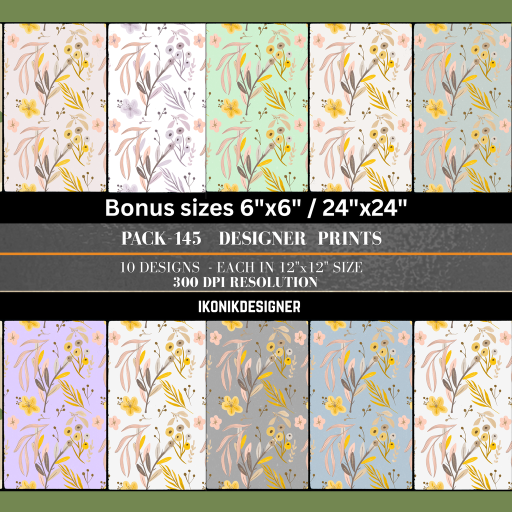 Sunshine Yellow Botanical Meadow Seamless Pattern Bundle 10 Colourways Commercial Use - Floral Digital Paper POD Etsy Modern Home Boho Stationery Scandi Meadow Fabric